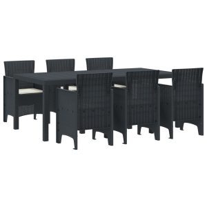 7 darabos kerti étkező szett párnákkal anthracite polirattan