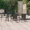 7 részes fekete polyrattan kerti étkezőgarnitúra párnával