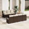 8 darabos kerti sofa szett párnákkal barna poli rattan