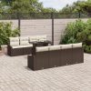 9 darabos kert sofa szett párnákkal barna poli rattan
