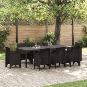 Barna kertasztal 250x100x73 cm poly rattan