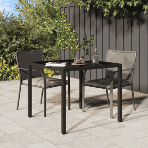 Kert étkezőasztal barna 90x90x75 cm polirattan