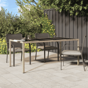 Kerti étkezőasztal bézs 190x90x75 cm polirattan