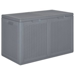 Szürke pp rattan kerti tárolóláda 180 l