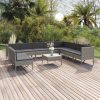 11 részes szürke polyrattan kerti ülőgarnitúra párnákkal