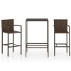 3 részes barna polyrattan kerti bárszett