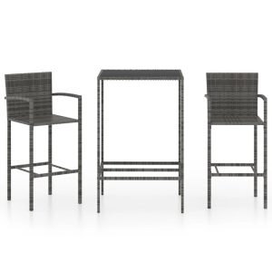 3 részes szürke polyrattan kerti bárszett