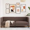 3 személyes barna műbőr chesterfield kanapé