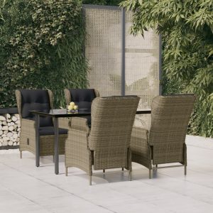 5-részes barna polyrattan kerti étkezőgarnitúra