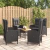5 részes fekete polyrattan kerti ülőgarnitúra párnákkal