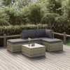 5 részes szürke polyrattan kerti ülőgarnitúra párnákkal