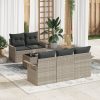 6 darabos kert kanapé szett párnákkal világosszürke poly rattan