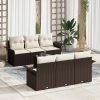 7 db-os kerti kanapé szett párnákkal barna polirattan