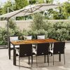 7 részes fekete polyrattan kerti étkezőgarnitúra párnával