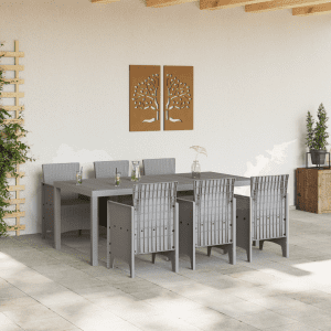 7 részes kerti étkező garnitúra világosszürke poly rattan