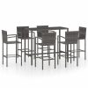 7 részes szürke polyrattan kerti bárszett