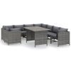 9 részes szürke polyrattan kerti bútorszett párnákkal