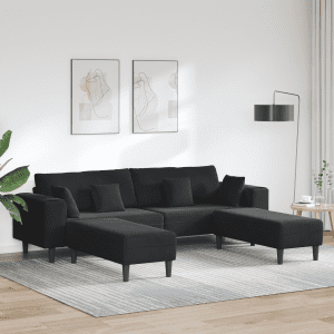 Bársony kanapé párnával párnával 3 pcs fekete 208 cm bársony