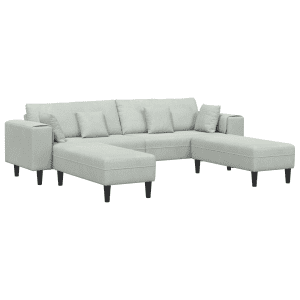 Bársony kanapé párnával párnával 3 pcs világosszürke 208 cm bársony