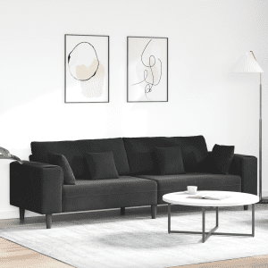 Bársony kanapé párnával párnával fekete 208 cm bársony