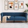 Kék 3 személyes szövet chesterfield kanapé