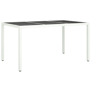 Kert étkezőasztal fehér 150x90x75 cm polirattan