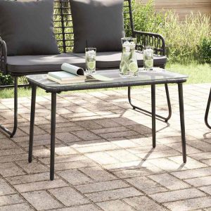 Kerti asztal fekete 80 x 40 x 45 cm poli rattan