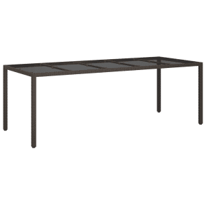 Kerti étkezőasztal barna 250x100x75 cm polirattan