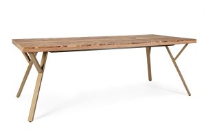 RAIDA 10 személyes barna akácfa étkezőasztal 220cm