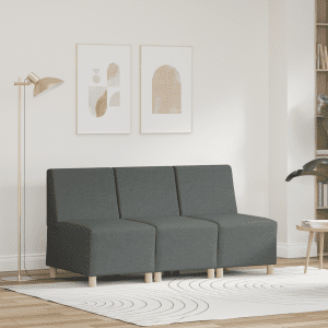 Világosszürke 55 cm szövet kanapé szék 3 pcs sötétszürke
