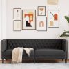 3 személyes fekete műbőr chesterfield kanapé