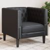 Fekete műbőr chesterfield kanapé
