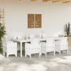 Kert asztal fehér 250x100x73 cm poly rattan