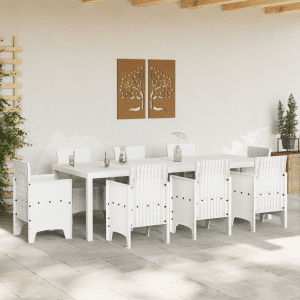 Kert asztal fehér 250x100x73 cm poly rattan