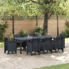 Kerti asztal antracit 250x100x73 cm poly rattan