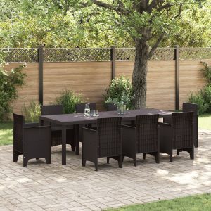 Kerti asztal barna 250x100x73 cm műrattan