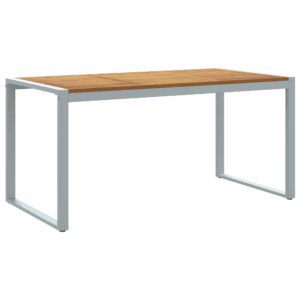 Kültéri étkezőasztal szürke 160x80x75 cm acél és tömör akácfa