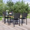 5 részes fekete polyrattan kerti étkezőgarnitúra