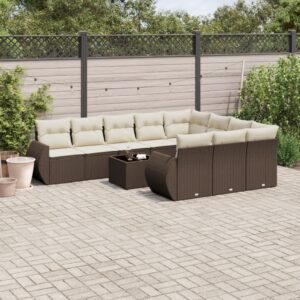 11 részes barna polyrattan kerti ülőgarnitúra párnákkal
