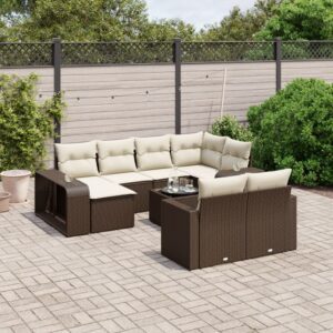 11 részes barna polyrattan kerti ülőgarnitúra párnákkal