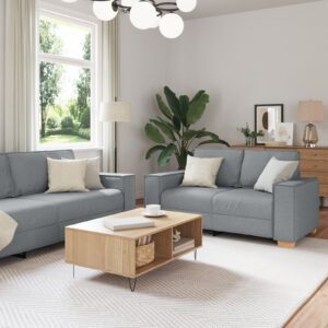 3 darabos kanapé szett párnákkal világosszürke szövet