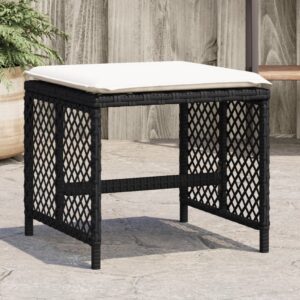 4 db fekete polyrattan kerti szék párnával 41 x 41 x 36 cm