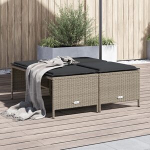 4 db világosszürke polyrattan kerti szék párnákkal