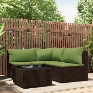 4 részes barna polyrattan kerti ülőgarnitúra párnákkal