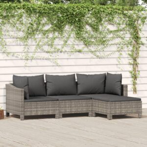 4 részes szürke polyrattan kerti ülőgarnitúra párnákkal