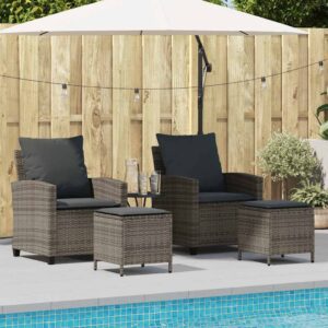 4 részes szürke polyrattan kerti ülőgarnitúra párnákkal