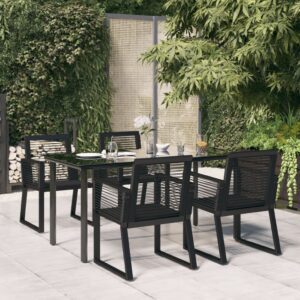 5 részes fekete pvc rattan kerti étkezőgarnitúra