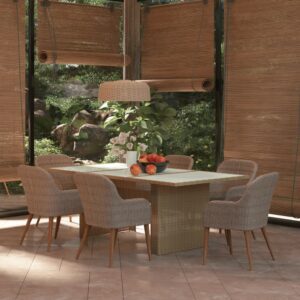 7 részes barna kültéri polyrattan étkezőgarnitúra