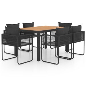 7 részes fekete és barna pvc rattan kerti étkezőgarnitúra