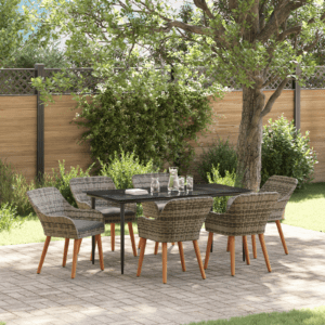 7 részes kerti étkezési garnitúra szürke polyrattan